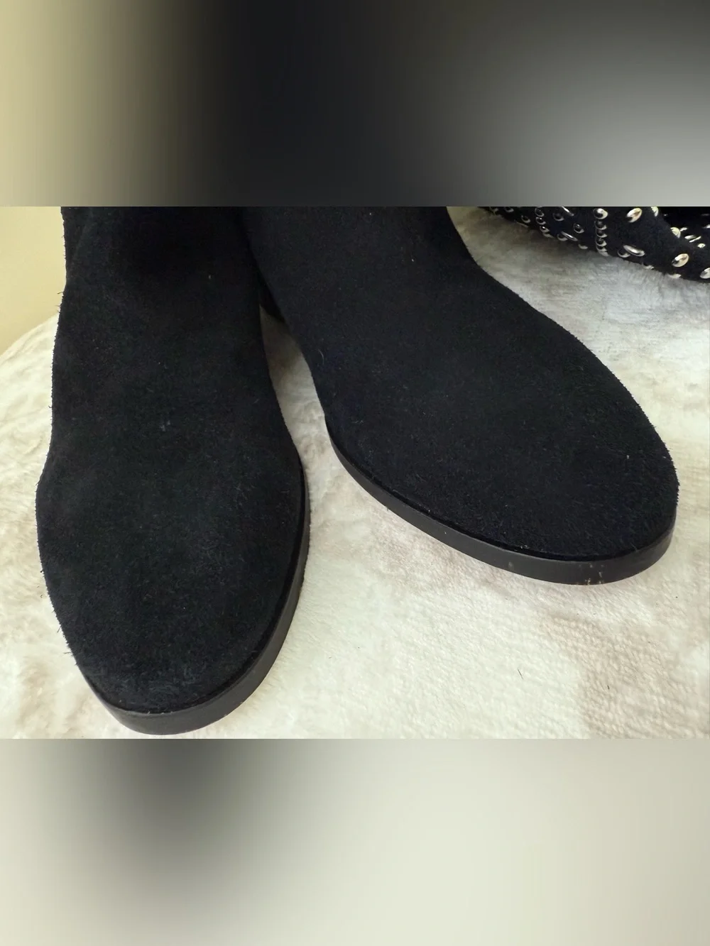 EUC Michael Kors Sally Studded Women Boots Black Suede Knee High